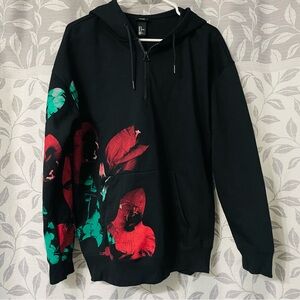 Black Floral Hoodie by H&M